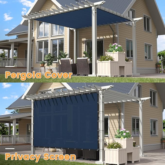 VICLLAX Shade Fabric Sun Shade Cloth with Every 2 FT Grommets for Patio Garden Pergola Cover Canopy 21x21 FT, Dark Blue