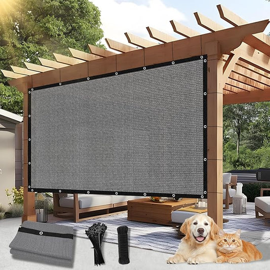 Outdoor 90% Sun Shade Cloth with Grommets, 17 X 17 FT Pergola Shade Cover for Garden Patio Carport Kennel Swimming Pool, Light Grey (We Make Custom Size)