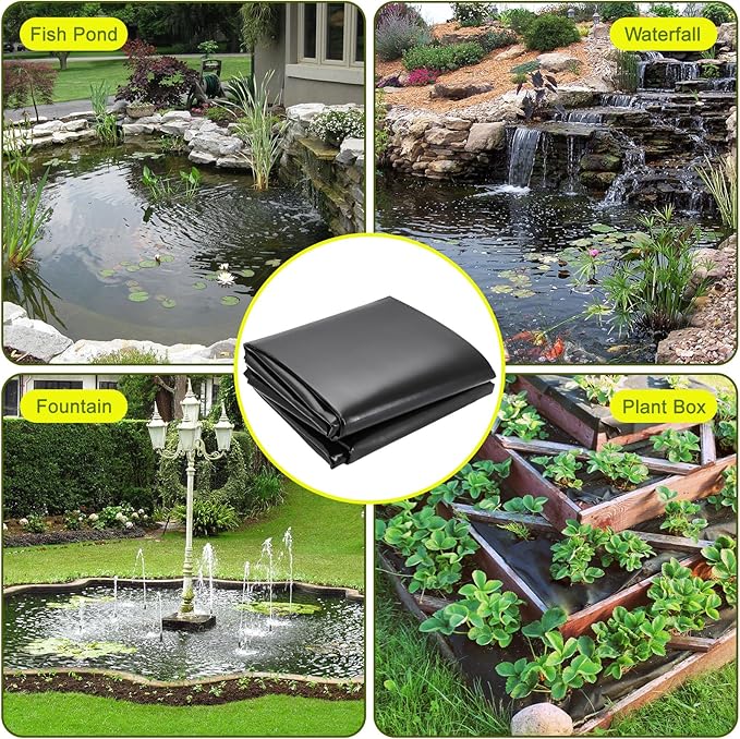 20 x 20 FT Pond Liner, 20 Mil Pond Liners for Outdoor Ponds, HDPE Pond Liner Preformed Easy Cutting Puncture Resistant, Pond Liners for Water Garden Fountain Waterfall, Koi Fish Aquaculture Pond