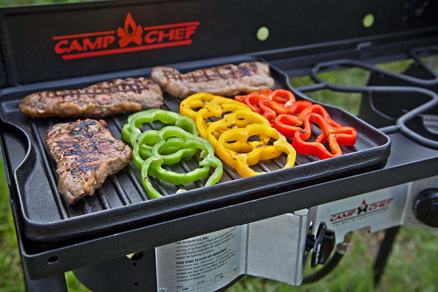 Camp Chef Reversible Pre-Seasoned Cast Iron Griddle, Cooking Surface 14 in. x 16, Black