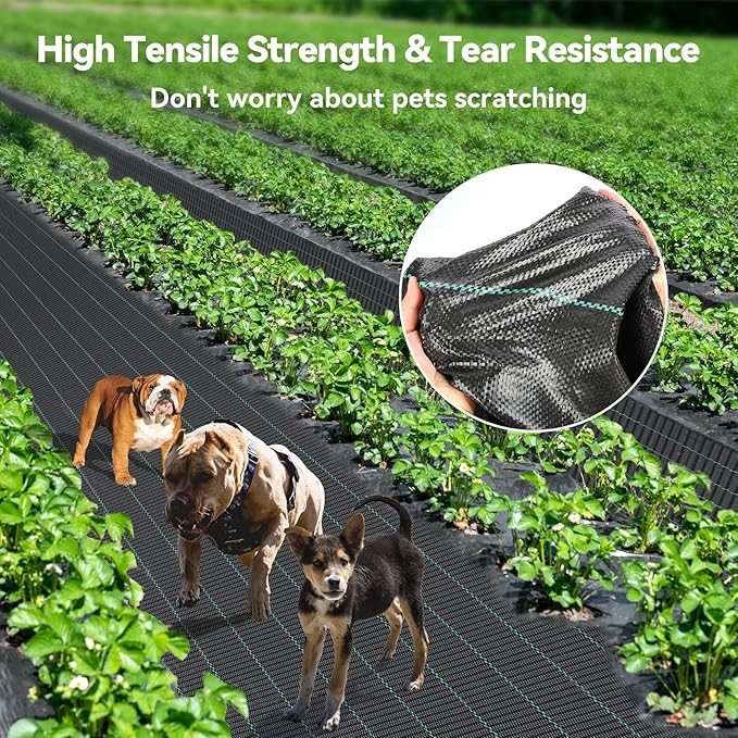 3ftx50ft Weed Barrier Landscape 3.2oz Fabric Heavy Duty, Woven Weed Control Cloth, Woven Geotextile Fabric for Underlayment, Gardening Ground, Commercial Driveway Weed Block Cover Mat