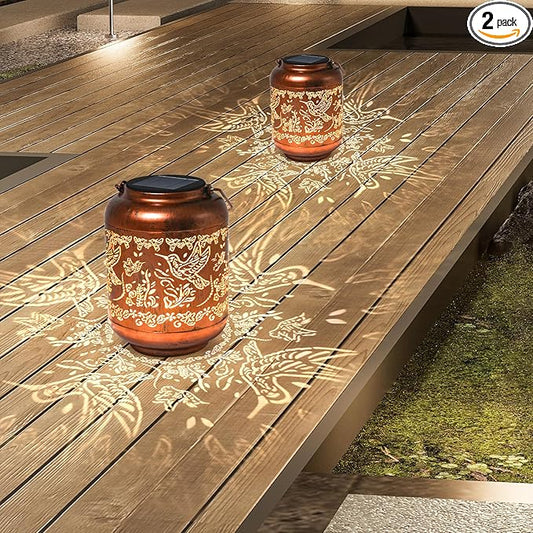 2Pack Hummingbird Solar Lanterns Outdoor Hanging Waterproof Hummingbird Garden Decor Christmas Gifts for Women Mom Grandma Metal Solar Lights Decoration Outside for Yard, Patio,Pathway Landscape