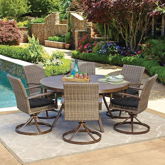 RACE LEAF Patio Chair Cushions 19x19 Inch 4 Pack, Thickened Outdoor Cushions Water Resistant Stain Resistant Non-Slip Ties (Black)