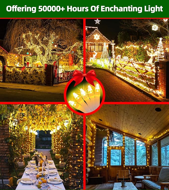 750 LED 246FT Christmas Lights Outdoor, Super Long Waterproof Christmas String Lights with 8 Modes, Christmas Tree Lights with Timer Memory for Fence Garden Xmas Wedding Party Decor Warm White