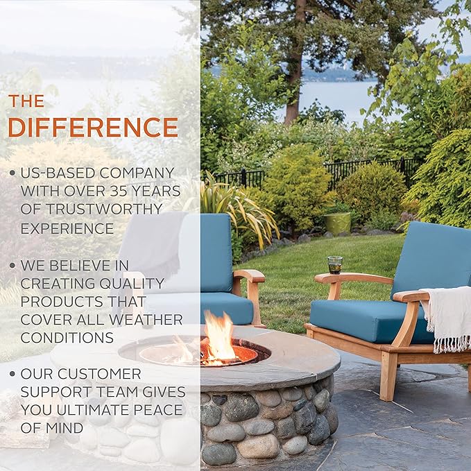 Classic Accessories Ravenna Water-Resistant 25 x 25 x 5 Inch Square Patio Seat Cushion Slip Cover & Foam, Mallard Green, Lounge Chair Cushion