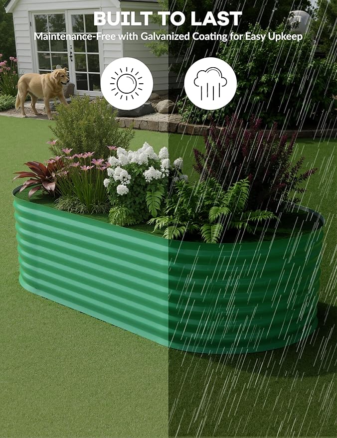 2 Pcs Raised Garden Beds Outdoor 6x3x2ft - Galvanized Steel Planter Box for Vegetables, Flowers, Rust-Resistant Garden Box, Easy Assembly Raised Beds, Durable Planters for Outdoor Plants, Green