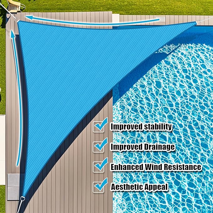 Amagenix Sun Shade Sail 9'X12'X15' Curved Edge Outdoor Shade Canopy Turquoise Mixed Breathable 95% UV Block Shade Cloth for Patio Garden Backyard (We Make Custom Size)
