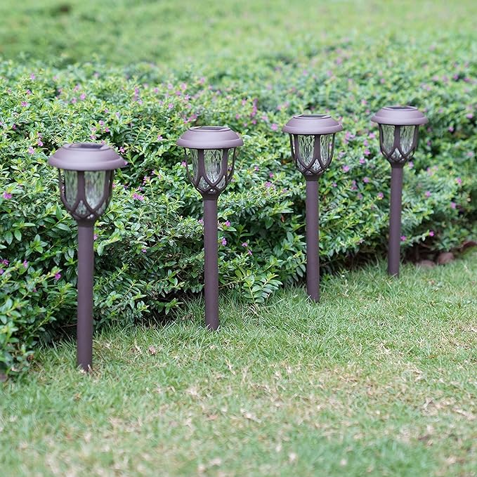 10 Pack Solar Lights Outdoor Decorative Garden Yard Lights for Pathway Walkway Sidewalk Driveway. (Brown, Warm White)