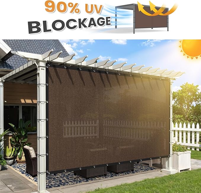 VICLLAX Shade Fabric Sun Shade Cloth with Every 2 FT Grommets for Patio Garden Pergola Cover Canopy 14x19 FT, Mocha