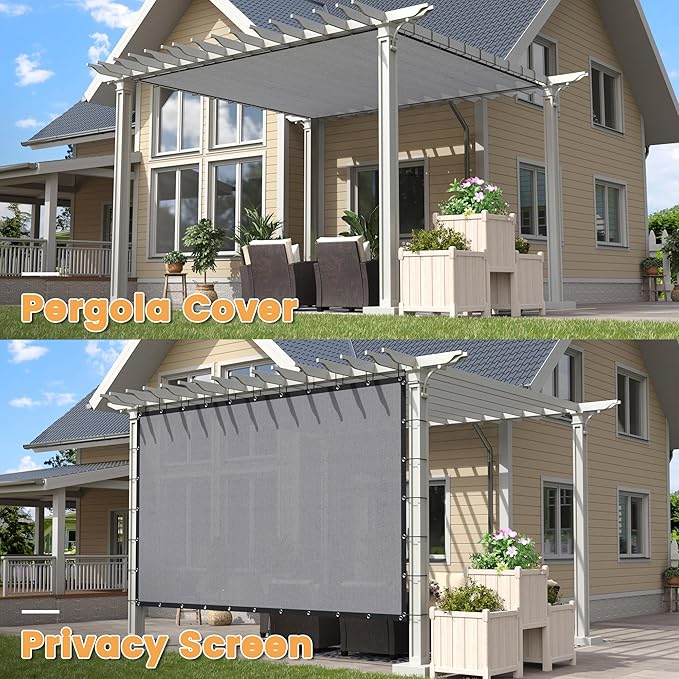 VICLLAX Shade Fabric Sun Shade Cloth with Every 2 FT Grommets for Patio Garden Pergola Cover Canopy 13x20 FT, Light Grey