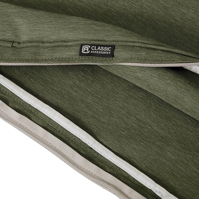 Classic Accessories Montlake Water-Resistant 21 x 20 x 4 Inch Patio Lounge Back Cushion, Heather Fern Green, Outdoor Loveseat Cushions