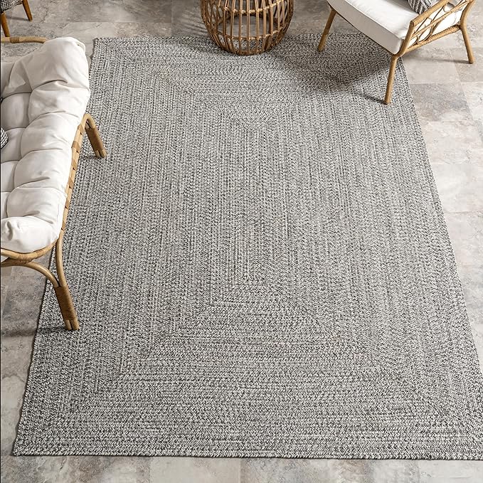nuLOOM 2' x 18' Solid Hand Braided Indoor/Outdoor Area Rug, Pet-Friendly, High Traffic, Weather Resistant, for Patio, Balcony, Bedroom, Living, Dining Room, Wynn Salt and Pepper