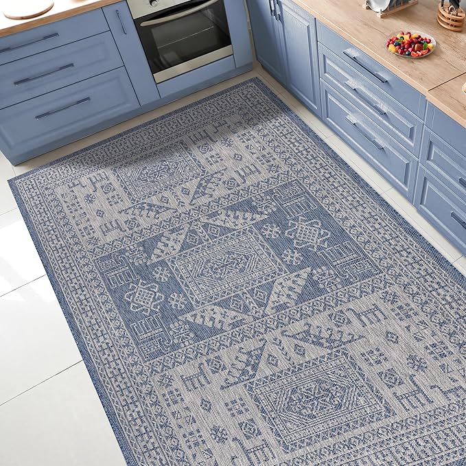 Keen Home Design Terrace Outdoor Area Rug - 4x6 Washable Indoor/Outdoor Rug for Patio, Kitchen, Balcony, Beach, Garden, Deck and Porch, Size: 3'10"x5'7"