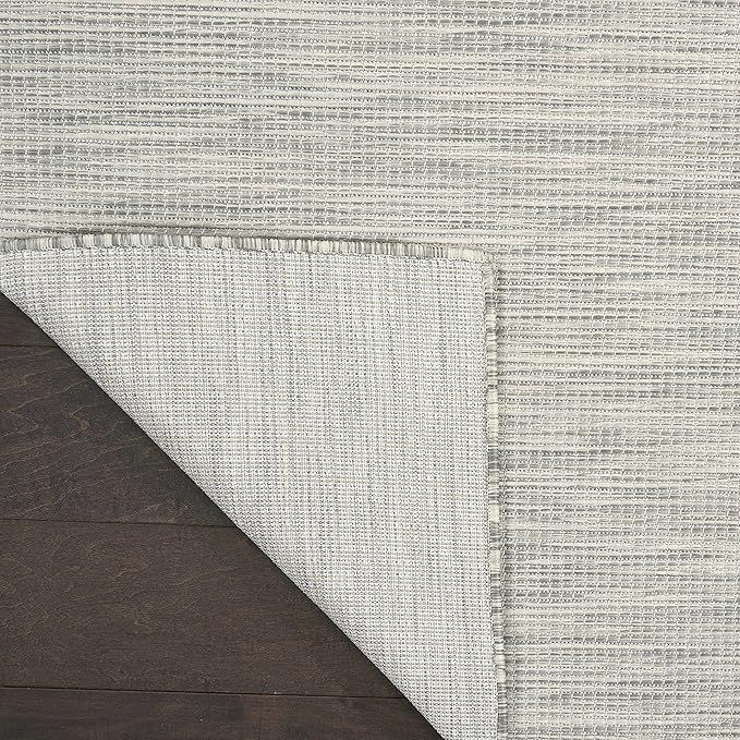 Nourison Positano Indoor/Outdoor Light Grey 2'2" x 10' Area Rug, Easy Cleaning, Non Shedding, Bed Room, Living Room, Dining Room, Backyard, Deck, Patio (2x10)