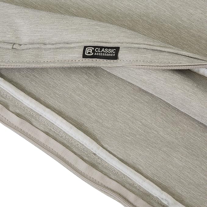 Classic Accessories Montlake Water-Resistant 25 x 18 x 4 Inch Patio Lounge Back Cushion, Heather Grey, Outdoor Loveseat Cushions