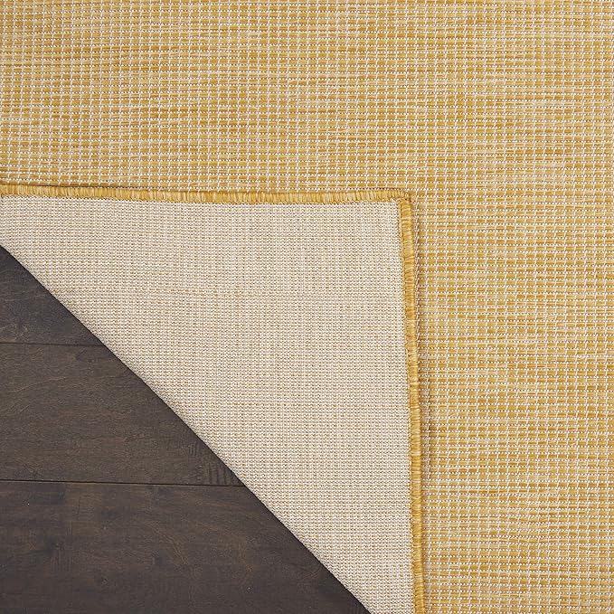 Nourison Positano Indoor/Outdoor Yellow 6' x Round Area Rug, Easy Cleaning, Non Shedding, Bed Room, Living Room, Dining Room, Backyard, Deck, Patio (6 Round)